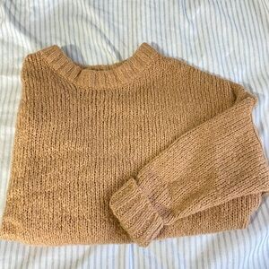 Aerie Warm Brown Crew Neck Oversized  Sweater